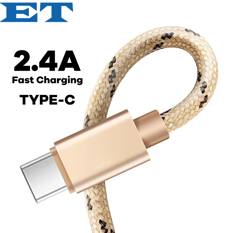 

E T 2.4A USB Type C Cable for USB C Mobile Phone Cable Fast Charging Type C Cable for huawei xiaomi Samsung Galaxy S9 typec usb