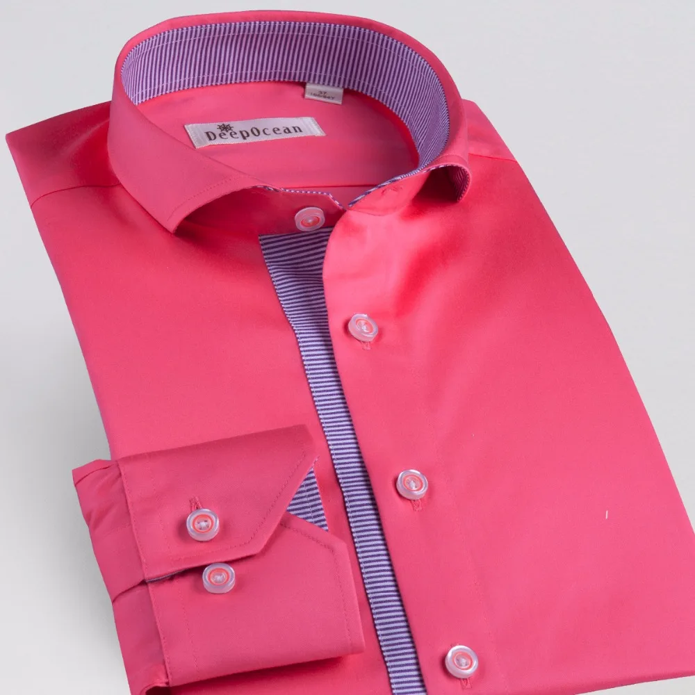 Deepocean 100 cotton shirt long sleeve men casual shirts Slit Autumn