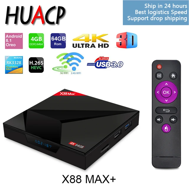 US $63.0 |HUACP X88 MAX PLUS + Free G10 Fly mouse RK3328 4GB 64GB Android 8.1 Smart TV BOX 4K IPTV mi SET TOP Mi X96 A5x for Xiaomi Mi box-in Set-top ... US $63.0 |HUACP X88 MAX PLUS + Free G10 Fly mouse RK3328 4GB 64GB Android 8.1 Smart TV BOX 4K IPTV mi SET TOP Mi X96 A5x for Xiaomi Mi box-in Set-top ...