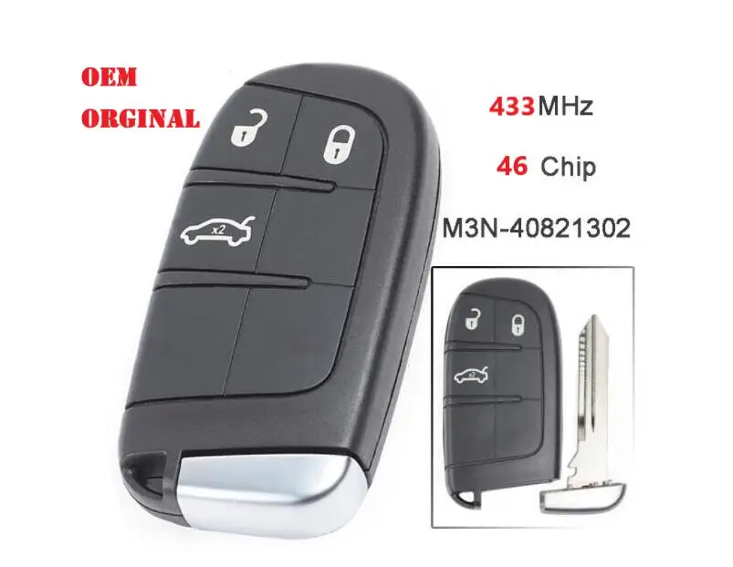 

NEW OEM ORIGINAL M3N-40821302 Smart Remote Key Fob for 3BUTTON 433MHz ID46 Chip 2015 2016 2017 Fiat 500X smart key