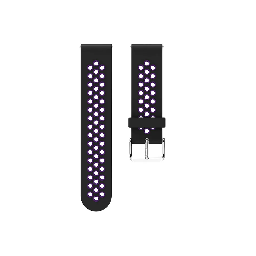 Мягкий силиконовый ремешок для часов samsung Galaxy Watch active, Классический сменный Браслет, ремешок для часов 20 мм, ремешок для часов S2/Спортивные ремни - Цвет ремешка: black purple