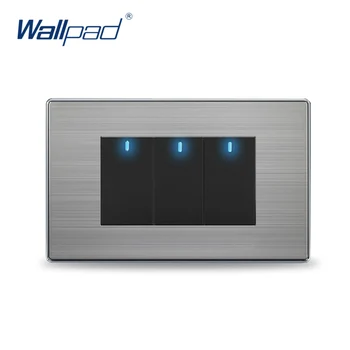 

New Arrival 3 Gang 2 way Wall Light Switch Wallpad Luxury Push Button Wall Switches With LED Indicator 2 Colors 10A AC110-250V