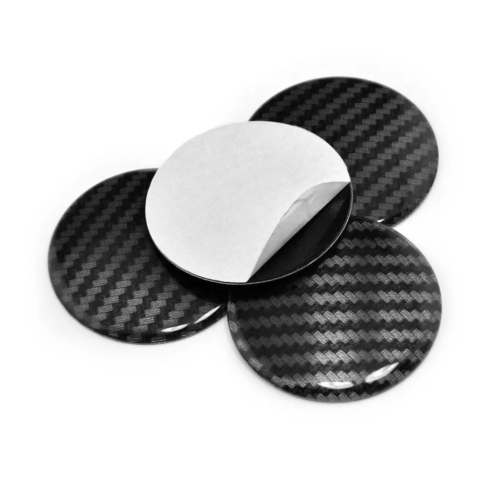 

4 Car Styling Carbon Fiber Stripe Tyre Steering Wheel Center Hub Cap decal sticker Labeling Car Labels Car Stickers Decorative