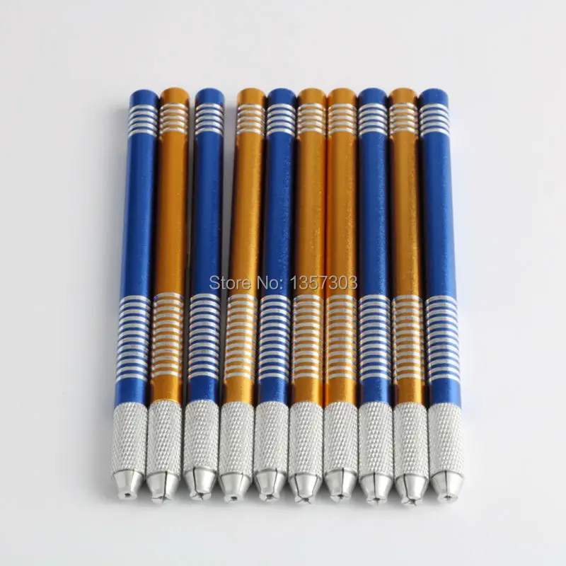 

New Design 10Pcs Microblade Aluminum alloy Manual tattoo pen for permanent makeup Microblading pen Eyebrow tattoo tebori pen