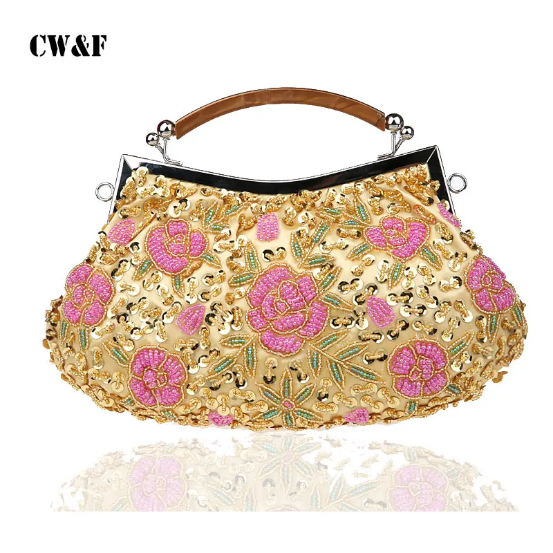 

Handmade flowers beaded handbag stereoscopic exquisite handmade dress evening bags
