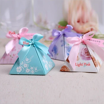 

Free Shipping 30Pcs Triangular Wedding Favors And Gift Candy Box/Bonbonniere Chocolate Box Wedding Decorations Party Supplies