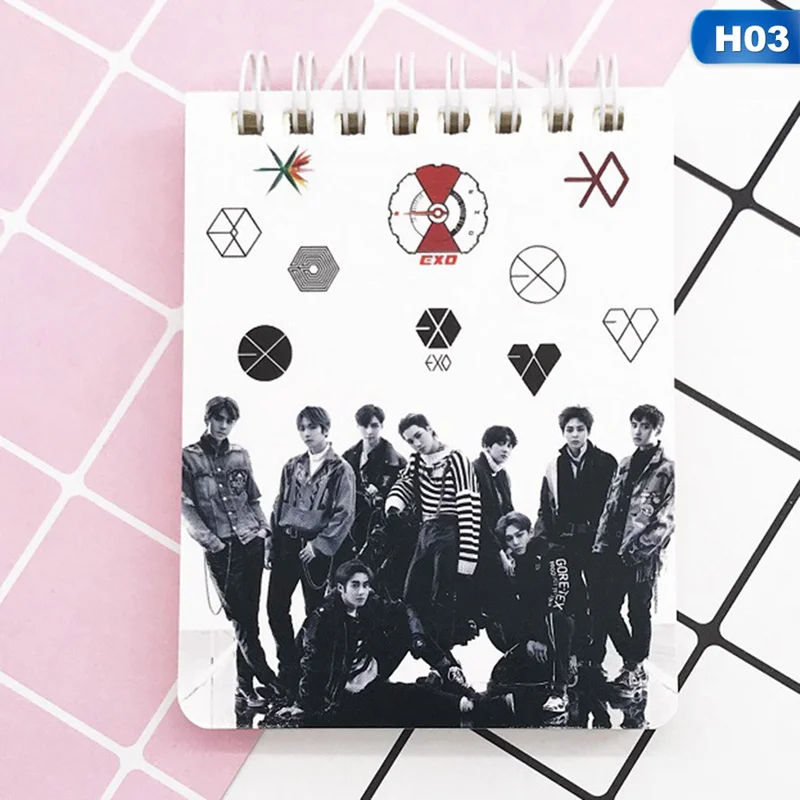 

K-pop EXO BLACKPINK GOT7 TWICE SEVENTEEN Cute Spiral Coil Notebook Memo Notepad Jornal Travel Diary Noteook