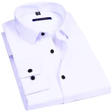 Мужская Праздничная Классическая однотонная дизайнерская эластичная тонкая мужская рубашка с длинными рукавами, белая, черная, синяя, красная