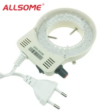 ALLSOME 35000LM Регулируемая микроскоп светодиодный кольцо света стерео лампа для промышленности микроскоп Камера Лупа 100 В-240 В AC свет