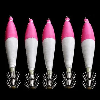 

Plastic Shrimp Squid Jig Hook Wood Shrimps Glow In Dark 4# Cloth Roll Fishing Lures Lot 5 Pieces