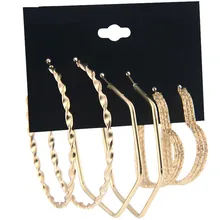 Ян& RH 3 пара/лот панк золотой обруч Комплект сережек для женщин простой дизайн большой круглый/в форме сердца Металл Brinco серьги ювелирные изделия