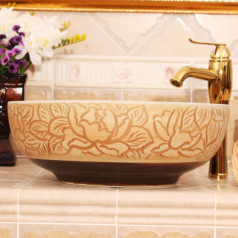Bathroom vanities chinese Art Counter Top ceramic sink wash basin bathroom sinks (2)