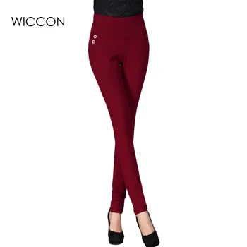 

Spring 2020 Full Pants woman Slim Fashion Casual Elasticity High waist Pencil Pants all-matching trousers Solid Apparel WICCON