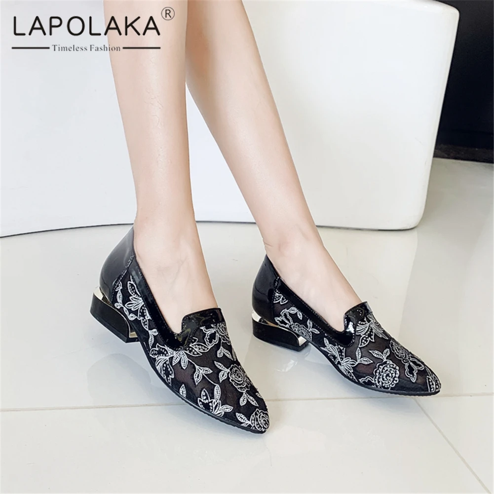

Lapolaka New Fashion Slip On Casual Shoes Woman Pumps Female Hot 2019 Chunky Heels Large Size 33-43 Mix Color Pumps Woman Shoes