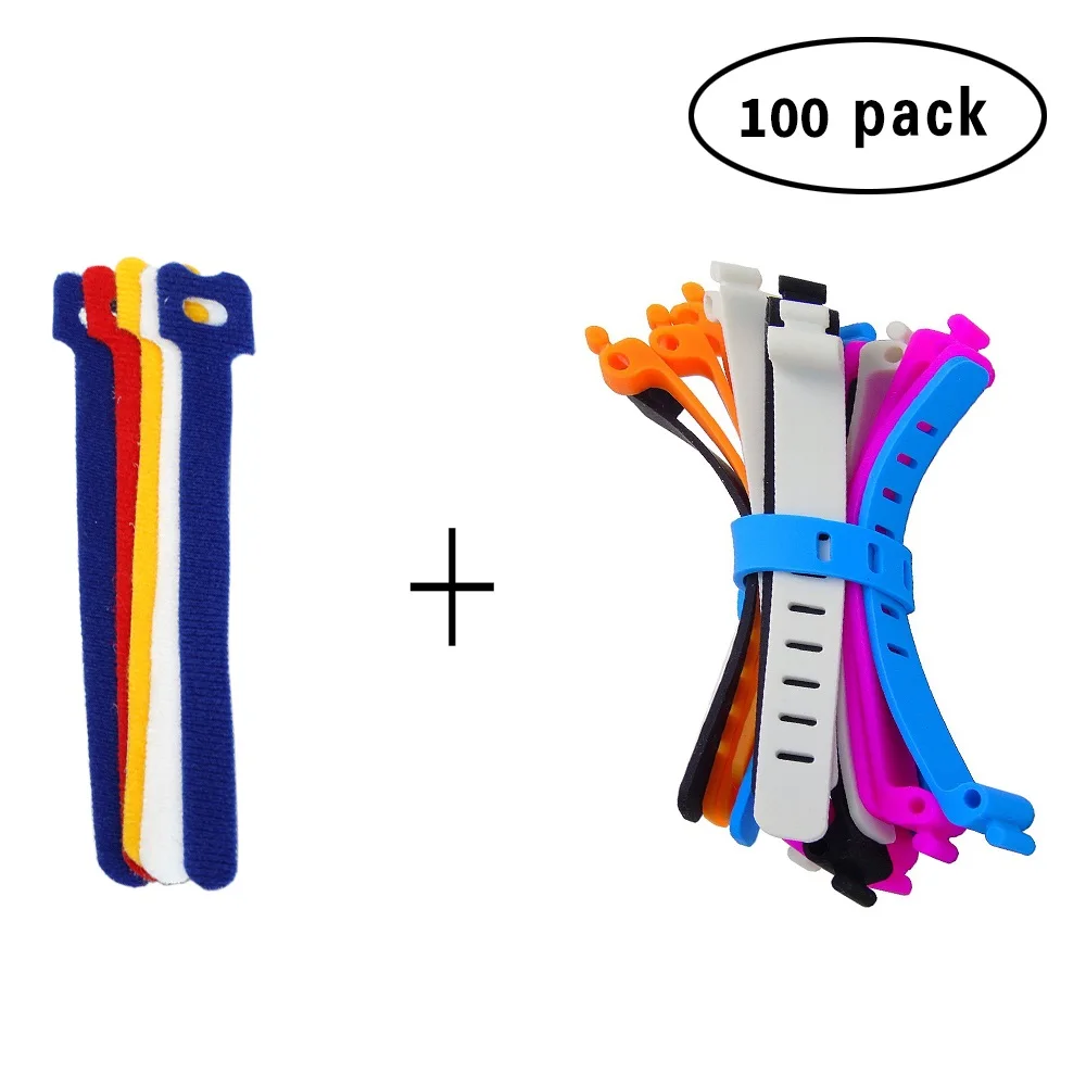 60Pcs Reusable Hook and Loop Fastening Cable Ties with Microfiber Cloth and 40PCS Silicone Bag Ties Cable Management 60Pcs Reusable Hook and Loop Fastening Cable Ties with Microfiber Cloth and 40PCS Silicone Bag Ties Cable Management