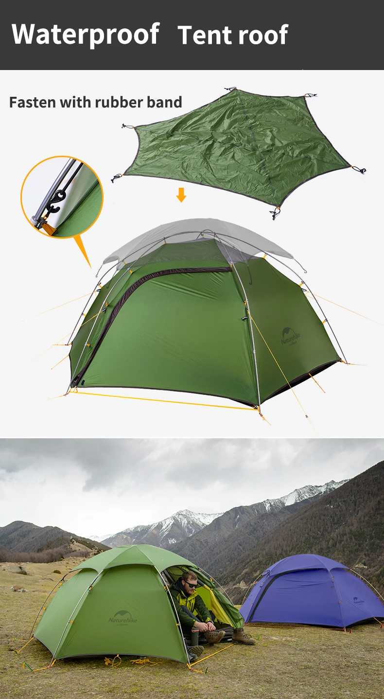Naturehike палатка 2 человека 20D Силиконовые ткани двухслойные с водонепроницаемой палаткой крыша непромокаемая кемпинговая палатка шестиугольная сверхлегкая