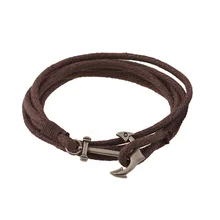 Fashion Vintage Handmade Woven Multilayer Leather Bracelets & BanglesTrendy Unisex Anchor Bracelets For Women Men Jewelry FS091