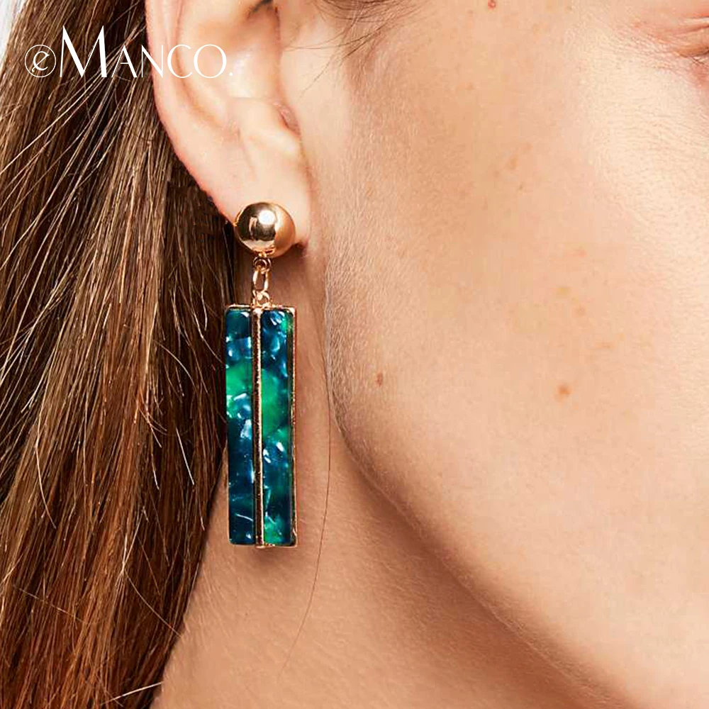 e-Manco Geometric Long Drop Earring For Women Femme Trendy Dangle Earring for Friendship Three Colors New Fashion Jewelry