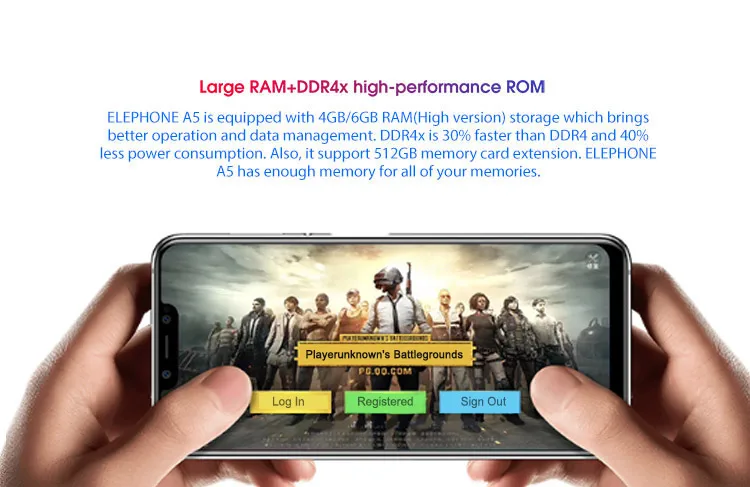 European Union Version ELEPHONE A5 4GB RAM 64GB ROM Helio P60 MTK6771 2.0GHz Octa Core 6.18 Inch Incell FHD+ Full Screen Triple Camera Android 8.1 4G LTE Smartphone