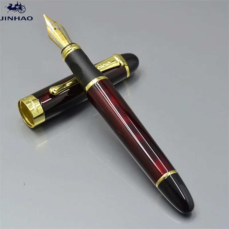 JINHAO X450 класса люкс 0,5 или 1,0 мм наконечник Металл Китайская каллиграфия перьевая ручка, канцелярские принадлежности для офиса, школьные принадлежности, бренд ручек молочного цвета - Цвет: 1 Dark red