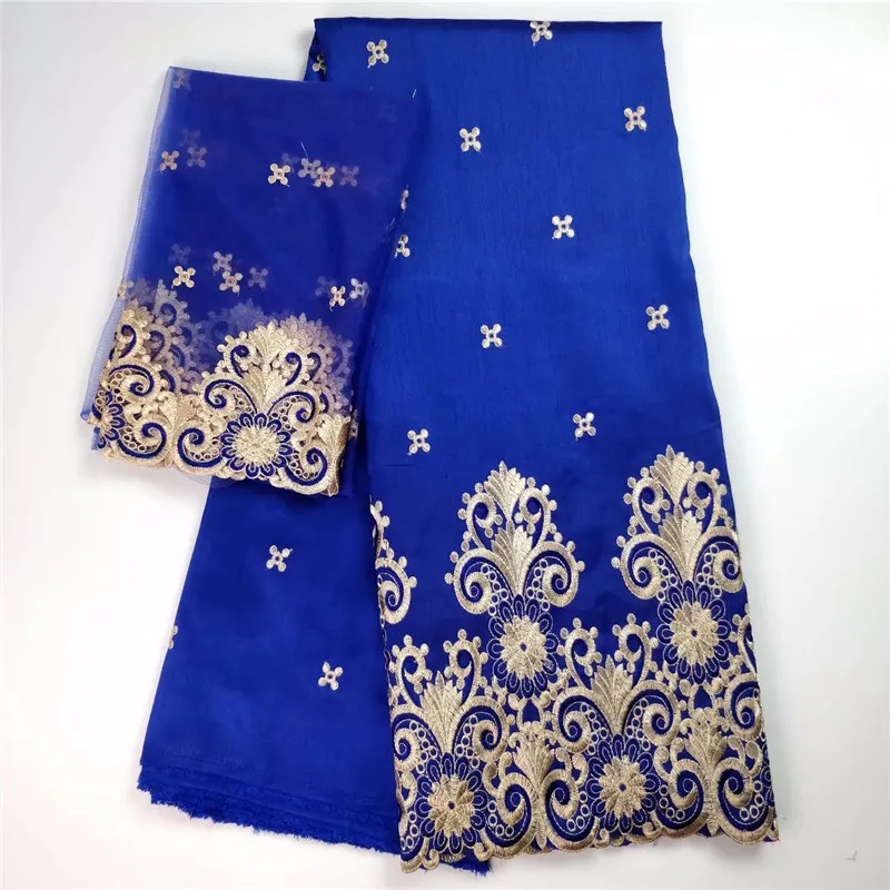 

WH!Gold Sequined African Quality George Lace Fabric With Net Blouse Nigeria Embroidery For Women Wedding Dresses Fabric ! L50816