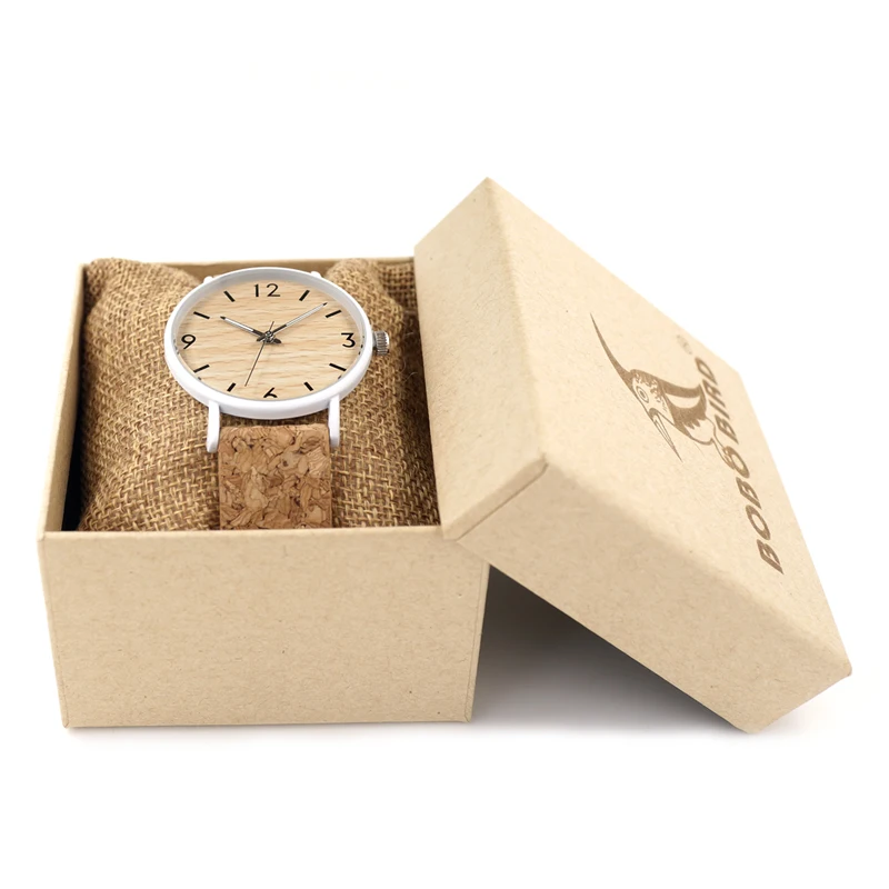BOBO BIRD Luxury Men Watch Wood Quartz Watches Cork Strap Quartz Wristwatches relogio feminino C-E18