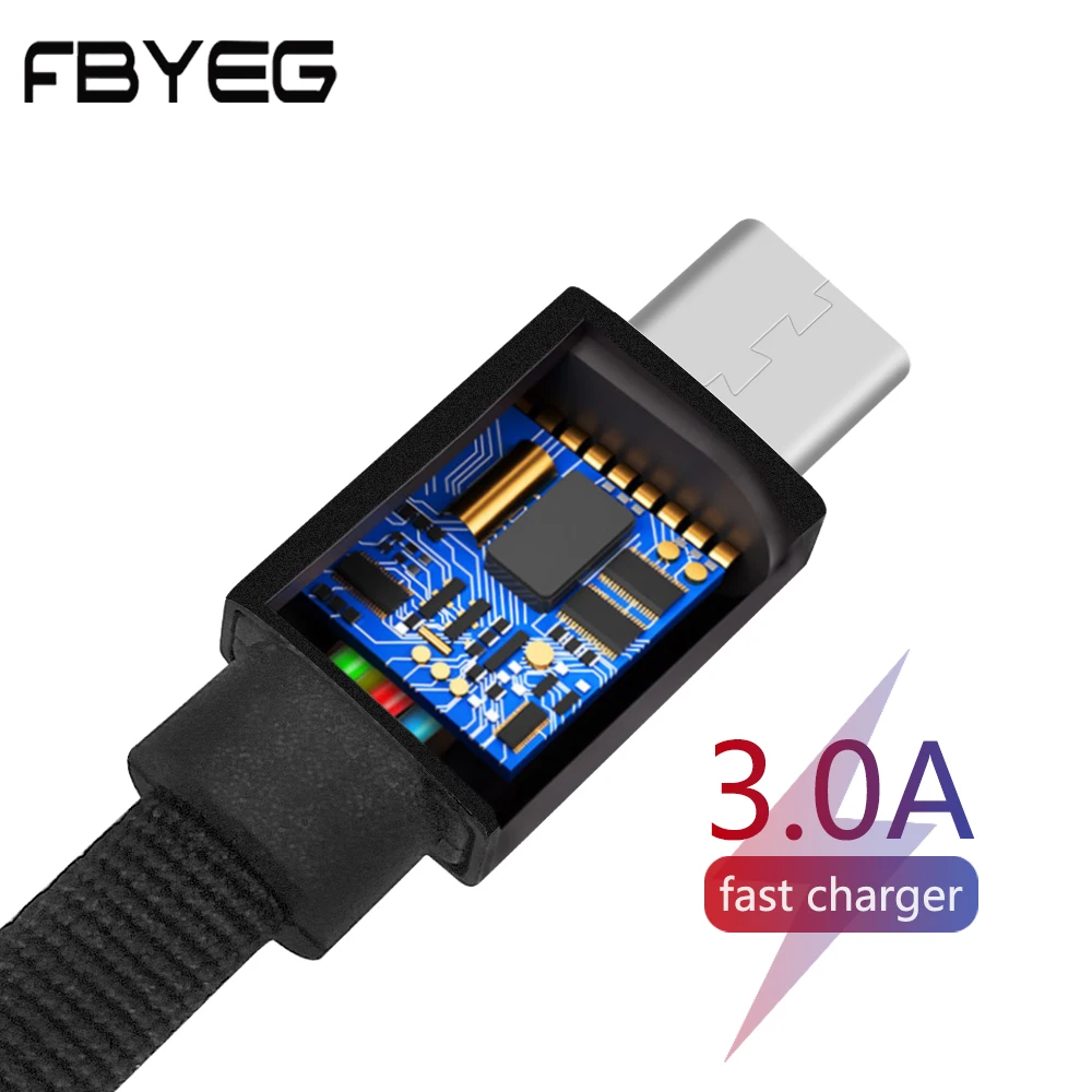 FBYEG المصغّر usb كابل يو إس بي نوع C الكابلات الروبوت سلك ل iphone huawei LG0.25m/1 m/2 m/3 m الهاتف المحمول سريع بيانات الشحن الحبل