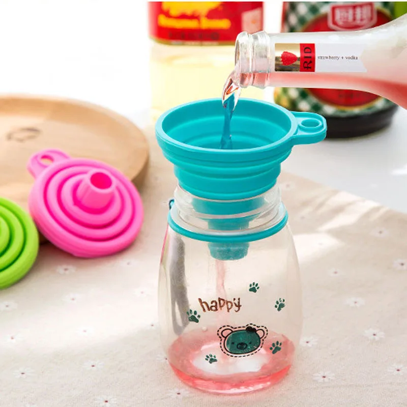 

7.5*7.5cm Style Funnel Hopper Protable Collapsible Mini Silicone Gel Foldable Kitchen Cooking Tools Accessories kitchen Gadgets