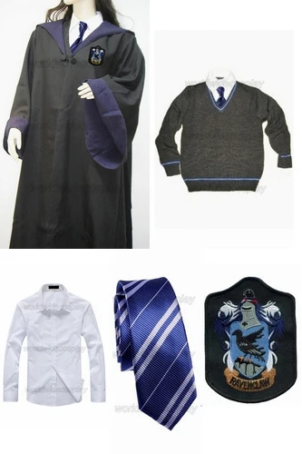 

Free Shipping Harry Ravenclaw Cosplay Robe Cloak Pullover Sweater Shirt Necktie Custom Made for Halloween and Christmas