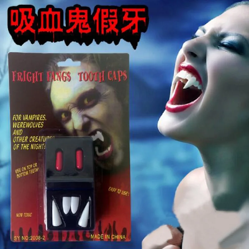 

Halloween Party Show Cosplay Werewolf Vampire Toys Fake Devil Fangs Toy With Fake Blood Pill Capsules Toy