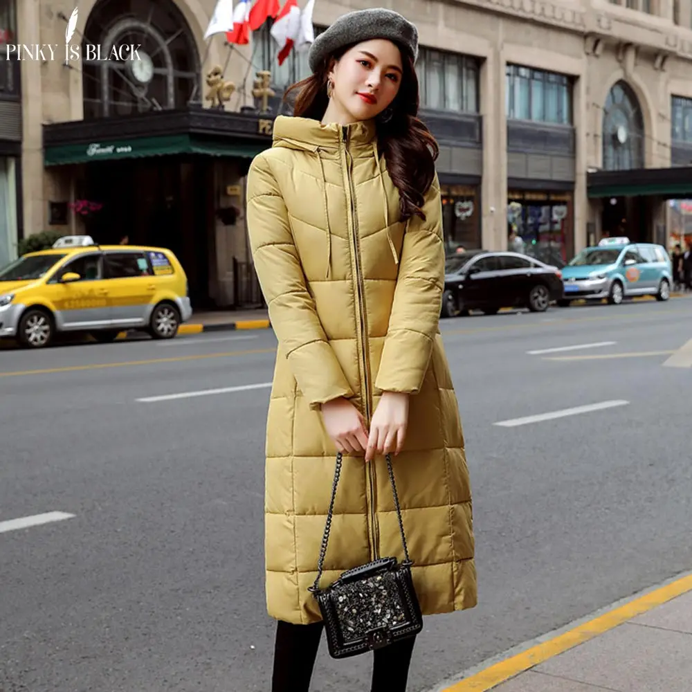 

PinkyIsBlack Winter Jacket Women Coat 2019 Candy Color Down Cotton Padded Jacket Long Hooded Thicken Female Parkas Plus Size 6XL