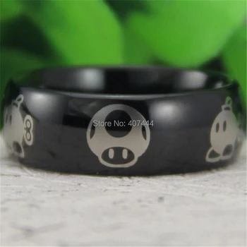 

Free Shipping USA UK Canada Russia Brazil Hot Sales 8MM Black Dome Super Mario Comfort Fit Men's Fashion Tungsten Wedding Ring