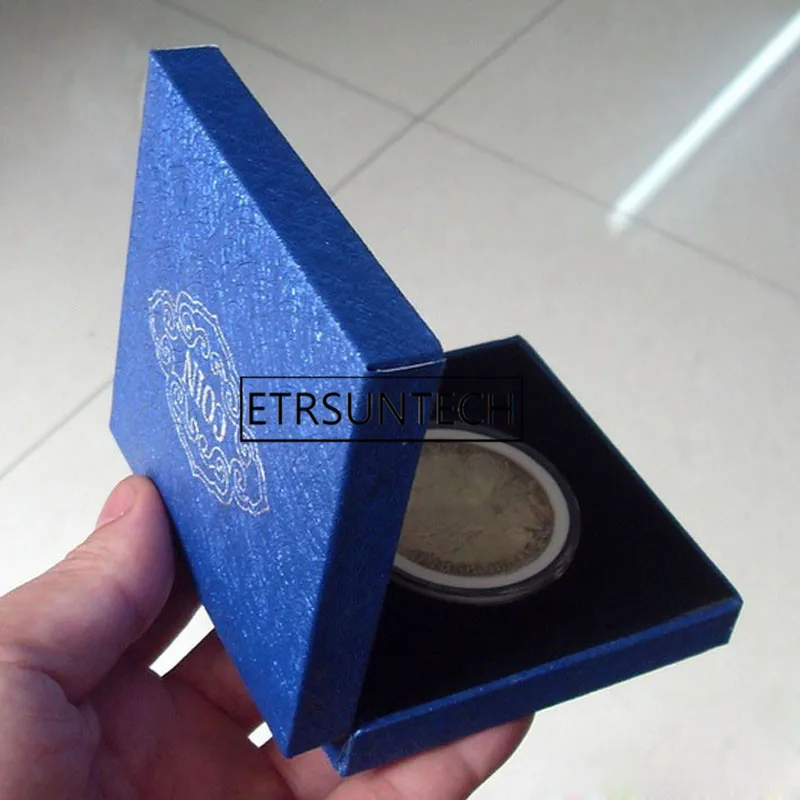 50pcs Blue Gift Display Box Luxury Coin Medal Presentation Adjust Case