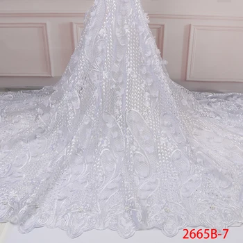 

2019 Newest Embroidery French Lace Fabric White High Quality Lace Fabric For Wedding Dress Lace QF2665B-7