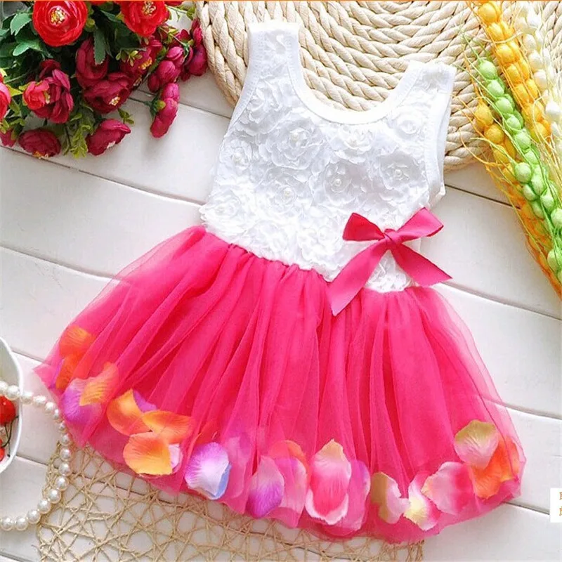 Kids Toddler Baby Girls Summer Bow Dress Princess Floral Ruffle Tutu Dresses Set