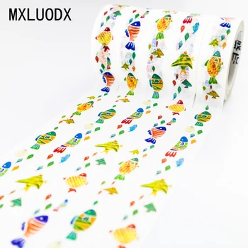 

Colored Fish Washi Masking Tape Set Sticky Paper Decorative Adhesive Tape DIY Boxed Office Stationery Decor Scrapbooks 1PCS/LOT