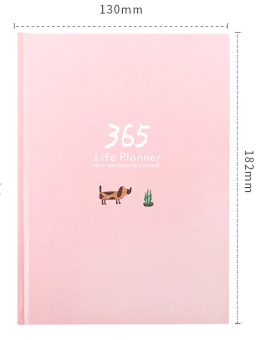 365 дней планировщик по расписанию английская настольная книга блокнот Канцтовары утолщение ежедневник японская записная книга - Цвет: Розовый