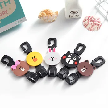 

2pcs/set creative cartoon car seat back hooks multi-functional storage convenience silicone hangers auto fastener clip holders