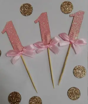 

Custom Glitter Number color birthday cupcake toppers Food Picks Wedding baby shower girl Party cake decorations