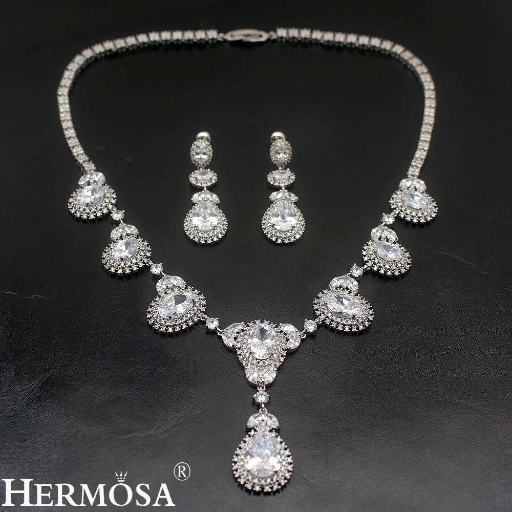 Женский ювелирный комплект из колье и серёг серебра 925 пробы|necklace earring set|earrings