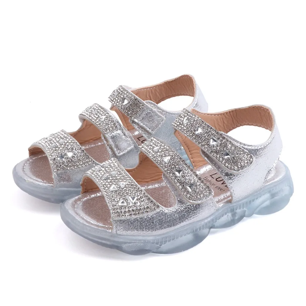 

LONSANT Girl Light Sandals Toddler Baby Crystal Led Luminous Run Sport Sneakers lovely Children Girls fashion casual Sandals