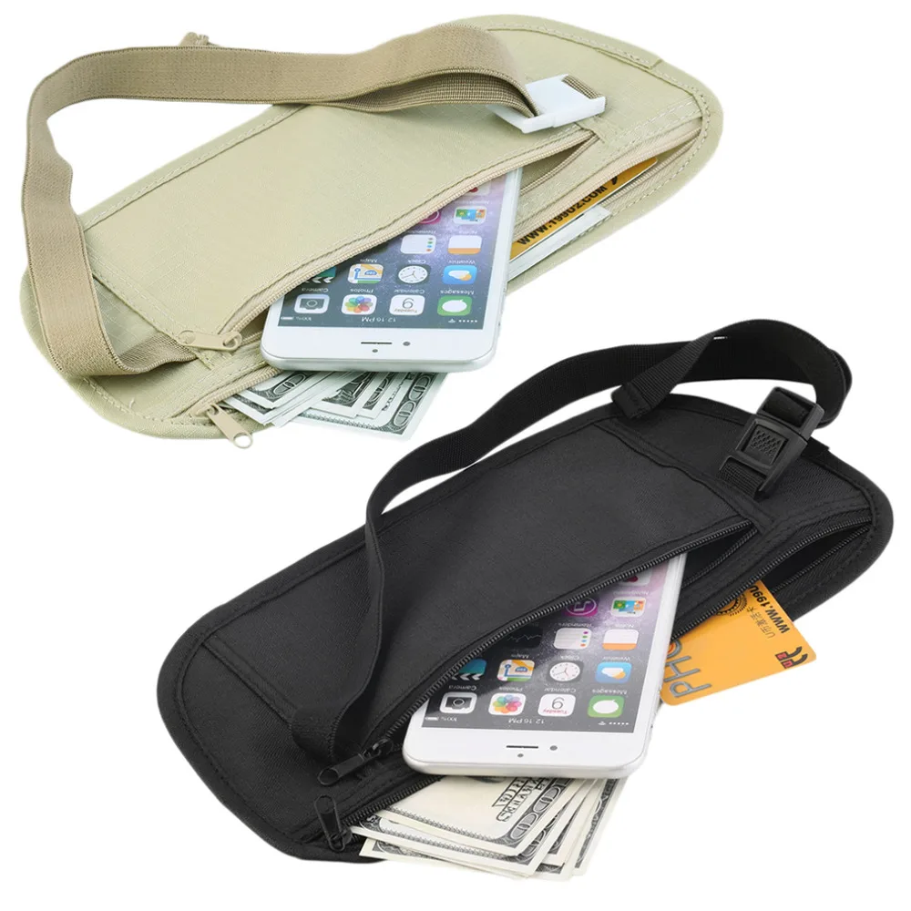

1pc Travel Storage Bag Money Security Purse Waist Pack PurseMoney Coin Cards Passport Waist Belt Tickets Bag Pouch New