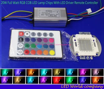 

High power 20W rgb kit 1ste rgb led chip+20W RGB LED Driver Waterproof+24key contrellow kit For Flood Light Lawn Lighting