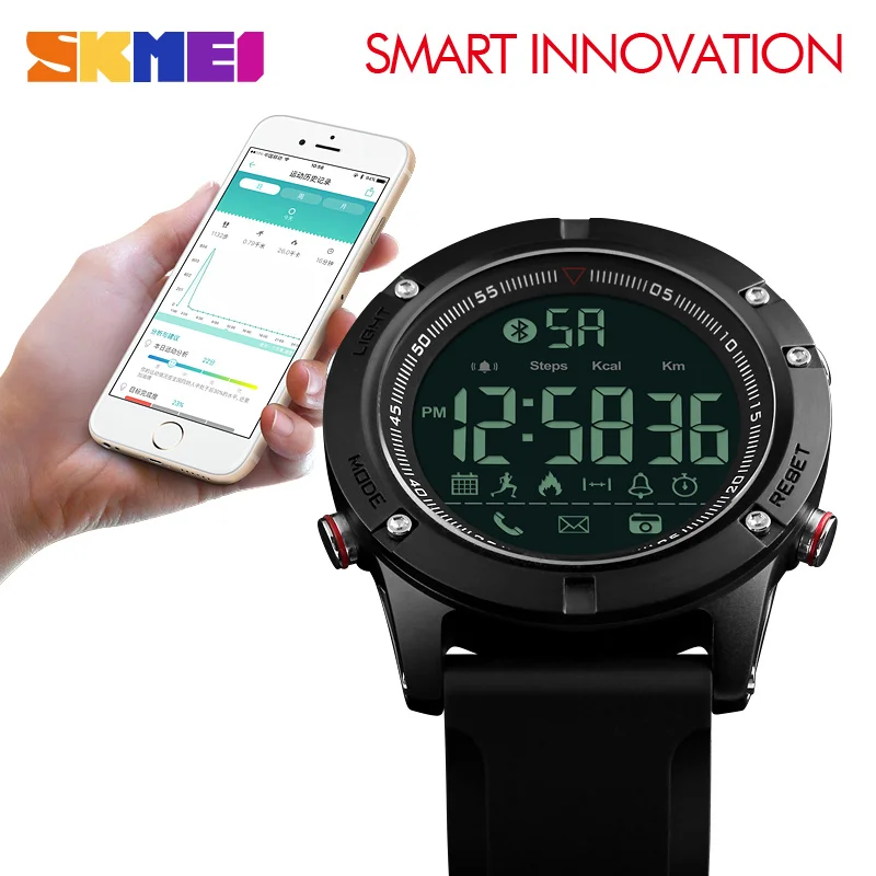 

Fashion Relogio SKMEI Sports Bluetooth Smartwatches Smart Watch Men Pedometer Calorie Remote Camera LED Digital Wristwatches