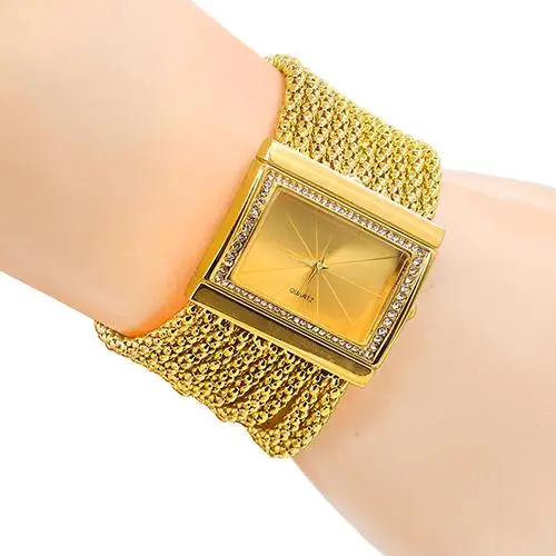 

Women Fashion Multi-layer Beads Analog Quartz Alloy Band Bracelet Wrist Watch casual hot