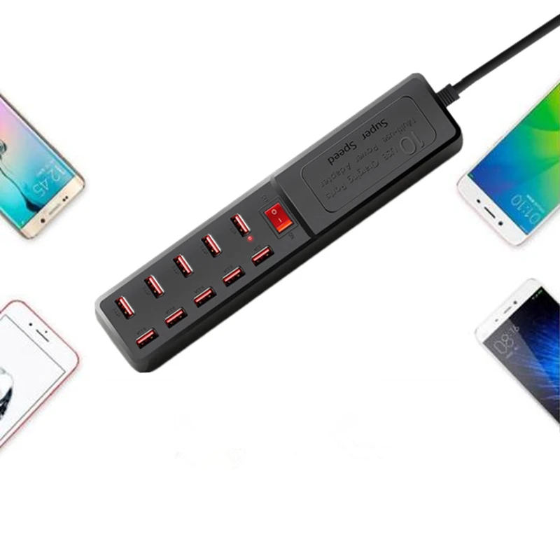 Высококачественные EU/US/UK/AU стандартов 10-порт USB быстрое зарядное устройство office для дома Разъем строки многофункциональный разъем 1,5 M