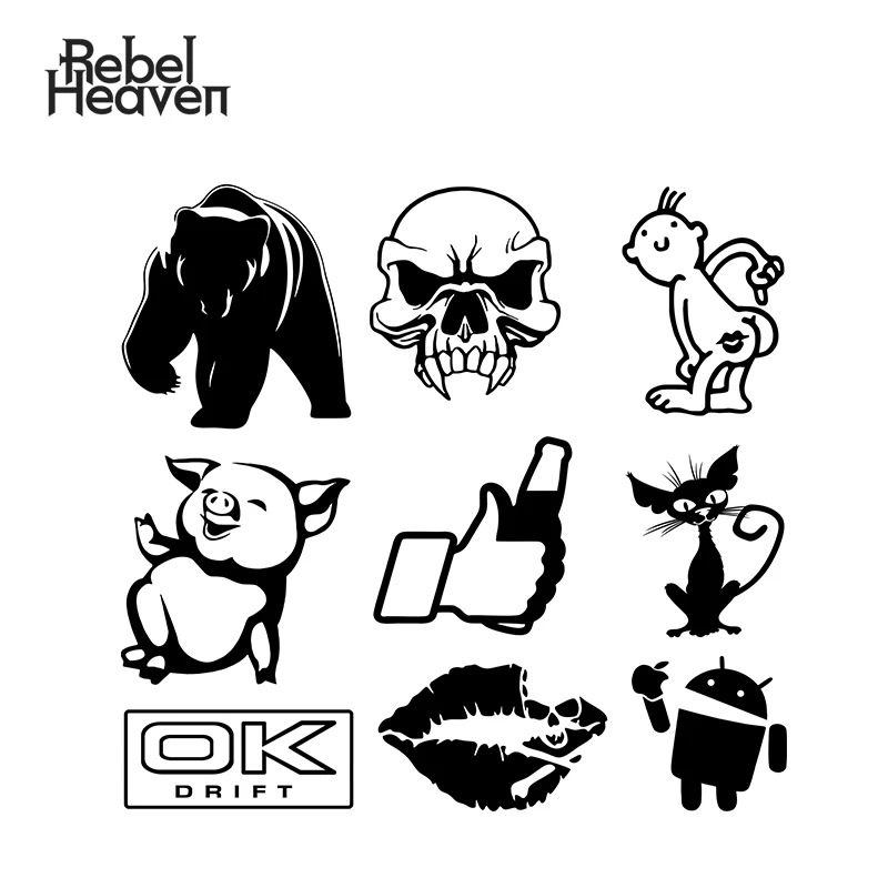

Rebel Heaven Funny Zombie Cat Lips Bear Pig OK DRIFT Car Sticker JDM Vinyl Decal Fashion Car Styling Accessories