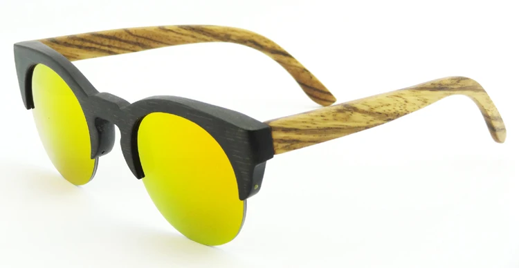 Высококачественные солнцезащитные очки с зеркальным покрытием деревянные бамбуковые солнцезащитные очки винтажные полуоправы Солнцезащитные очки женские мужские ретро очки Oculos 6017 - Цвет линз: C2