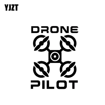 

YJZT 10.2CM*13.4CM Cartoon " DRONE PILOT " UAV Drone Car Sticker Vinyl Decal Black/Silver C3-0193