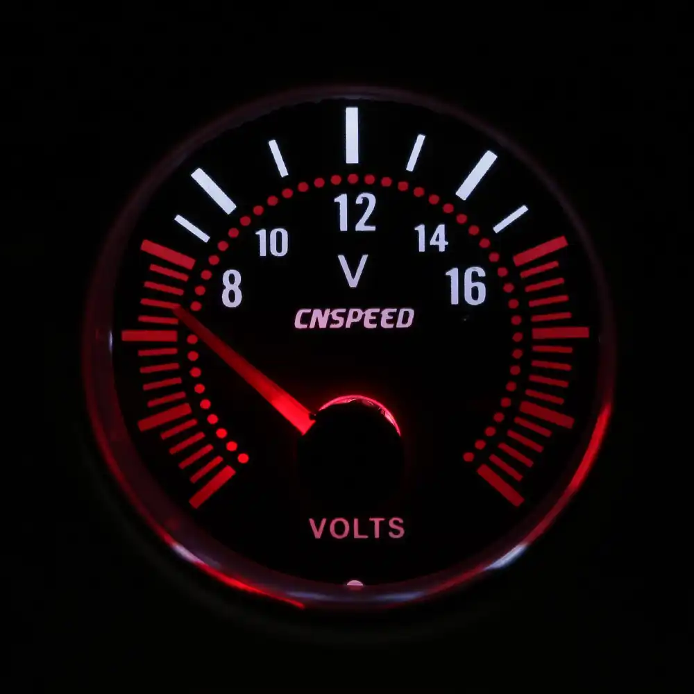CNSPEED Car Auto Volts Gauge 8 16V 2" 52mm Universal White LED Smoke